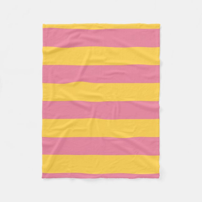 Manta Polar Patrón rayado vertical brillante rosa y amarillo (Anverso)