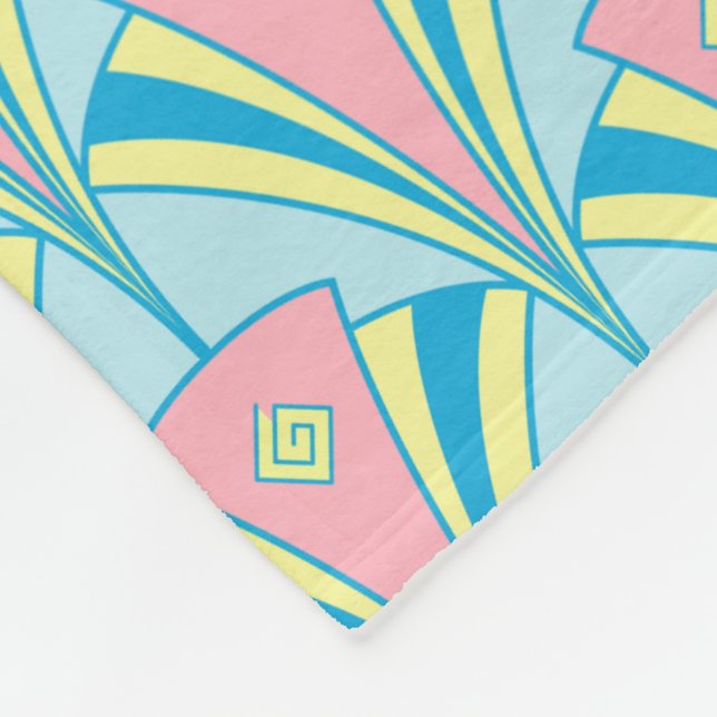 Manta Polar Patrón repetido del ventilador Art Deco Miami (Esquina)