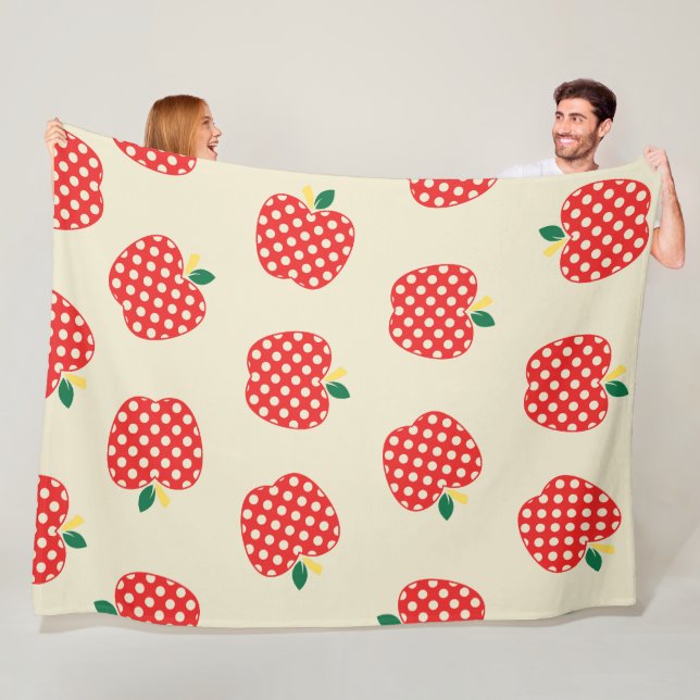 Manta Polar Patrón retro adorable de manzana (In situ)