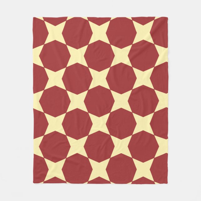 Manta Polar Patrón retro Art-Deco de Círculo Amarillo Marrón H (Anverso)