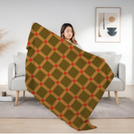 Manta Polar Patrón retro de plaquetas con control en marrón, o