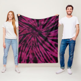 Manta Polar Patrón Retro Hippie Morado Rosa Negro Tie-Dye