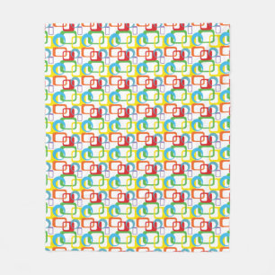 Manta Polar Patrón retro multicolor geométrico