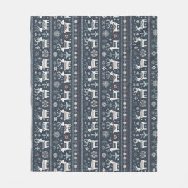 Manta Polar Patrón retro nórdico de renos