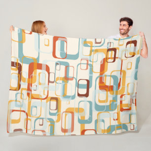 Manta Polar Patrón retro vintage de los años 70 en tonos azul 