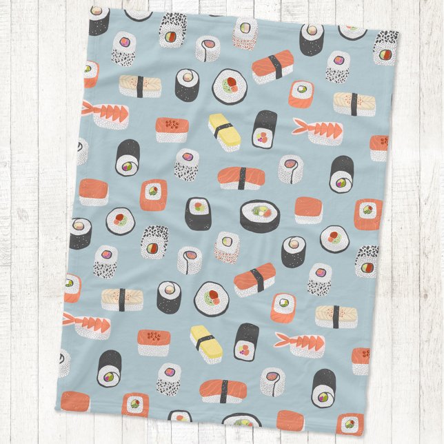 Manta Polar Patrón rodante de sushi nigiri maki japonés (Japanese sushi fun fleece blanket)