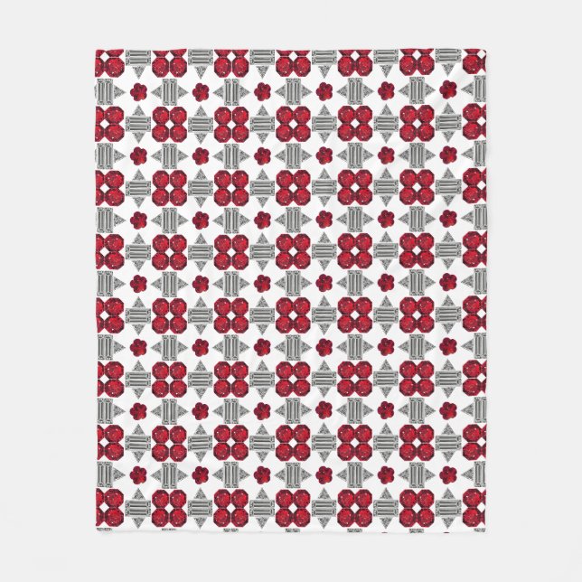 Manta Polar Patrón rojo Art Deco (Anverso)