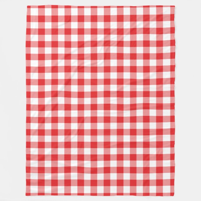 Manta Polar Patrón rojo de Gingham (Anverso)