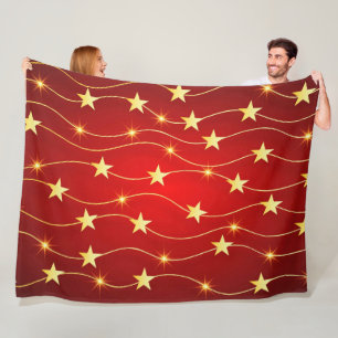 Manta Polar Patrón rojo de rubí adorado por estrella