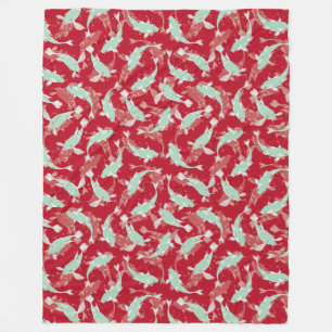 Manta Polar Patrón rojo y verde - Koi Fish