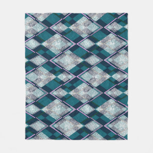Manta Polar Patrón rombombante geométrico turquesa sin soldadu