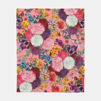 Manta Polar Patrón rosa floral