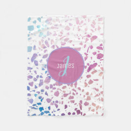 Manta Polar Patrón rosa y azul Terrazzo abstracto personalizad