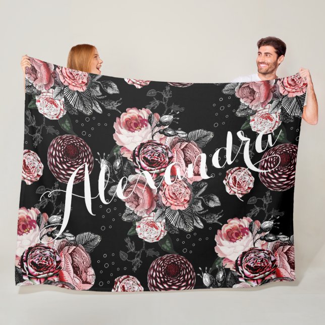 Manta Polar Patrón rosa y negro Rosa de época (In situ)