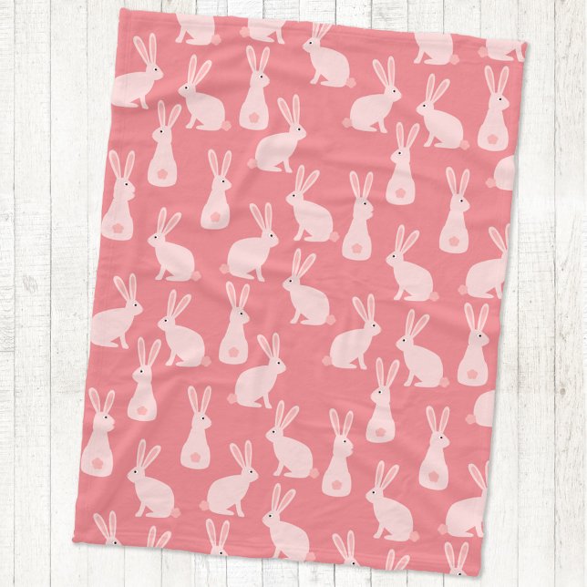 Manta Polar Patrón rosado de conejo conejo chiquito (Cute pink bunny rabbit pattern fleece blanket)