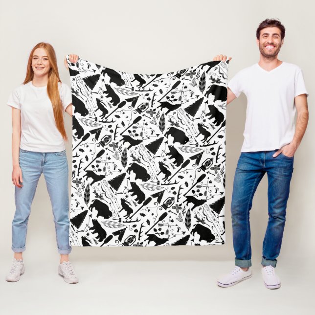 Manta Polar Patrón rústico de bosques de búfalo de oso negro (In situ)