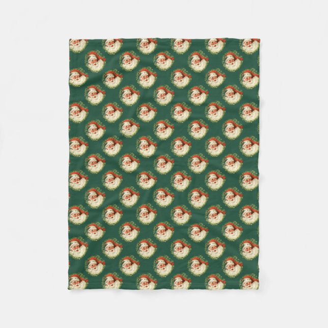 Manta Polar Patrón Santa Claus Pine Wreath (Anverso)