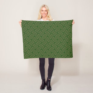 Manta Polar Patrón Sayagata, japonés, verde y oro