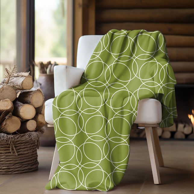 Manta Polar Patrón simple moderno (fleece blanket with circle pattern in green)