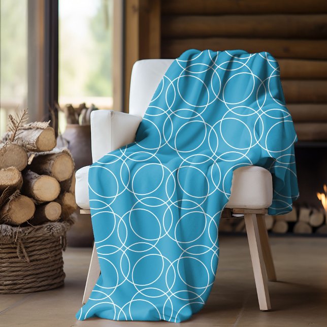 Manta Polar Patrón simple moderno (fleece blanket with circle pattern in blue)