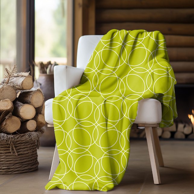 Manta Polar Patrón simple moderno (fleece blanket with circle pattern in light green)
