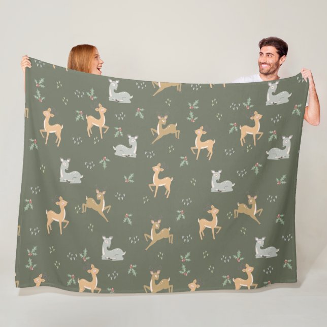 Manta Polar Patrón sin costura de ciervos navidades (In situ)