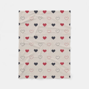 Manta Polar Patrón sin fisuras de corazón rojo y beige Cute Mi