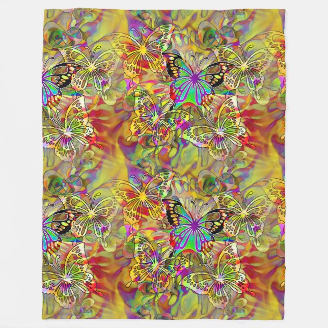 Manta Polar Patrón sin foco animal Guay - Mariposas 1 (Anverso)