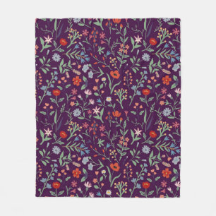 Manta Polar Patrón sin foco con flores decorativas