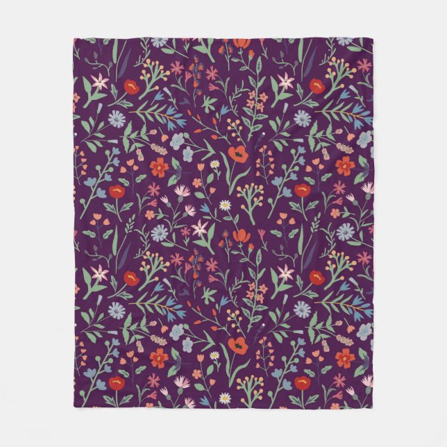 Manta Polar Patrón sin foco con flores decorativas (Anverso)
