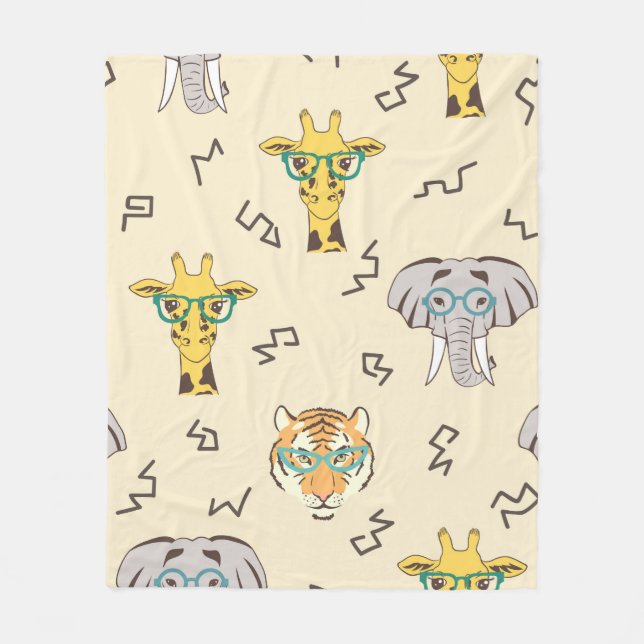 Manta Polar Patrón sin foco con lindos animales africanos: gir (Anverso)
