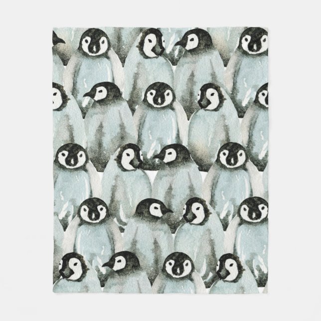 Manta Polar Patrón sin foco con pingüinos lindos (Anverso)