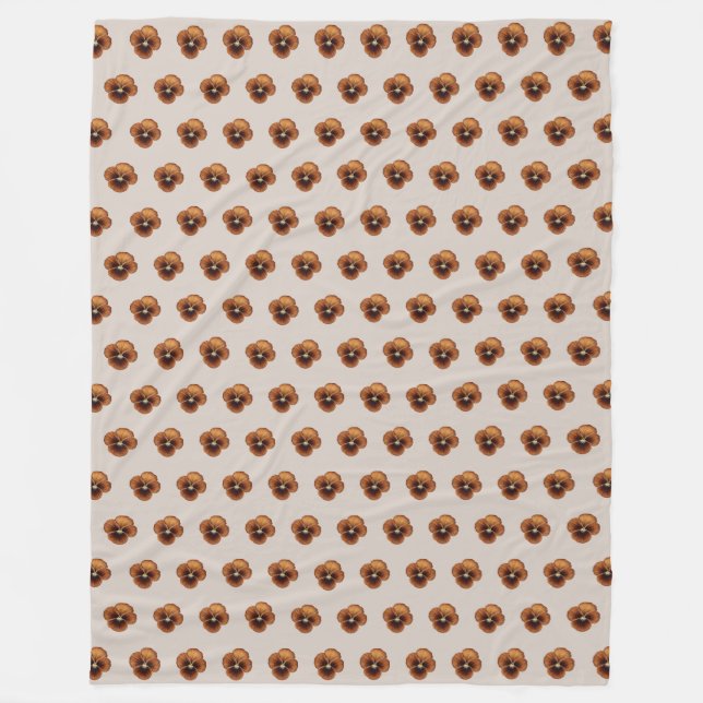 Manta Polar Patrón sin foco de la flor marrón sobre (Anverso)