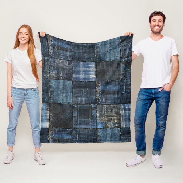 Manta Polar Patrón sin problemas de indigo denim (In situ)