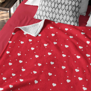 Manta Polar Patrón sin problemas de los corazones blancos y ro
