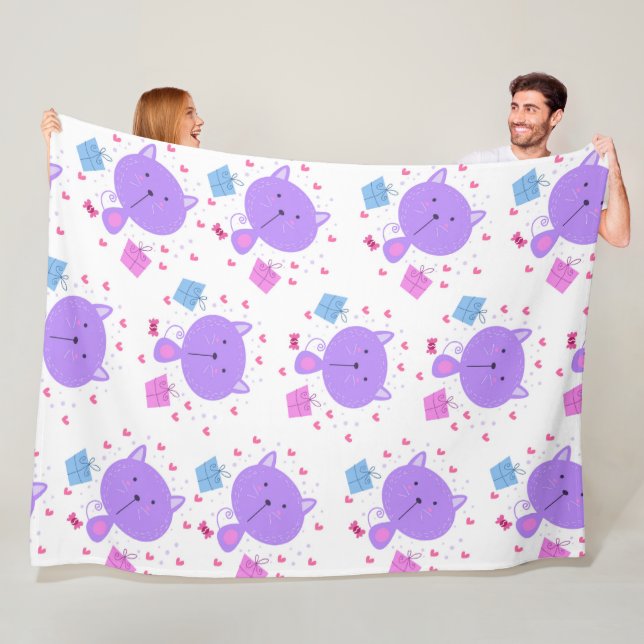 Manta Polar Patrón sin soldadura de gatos de personalizado cor (In situ)