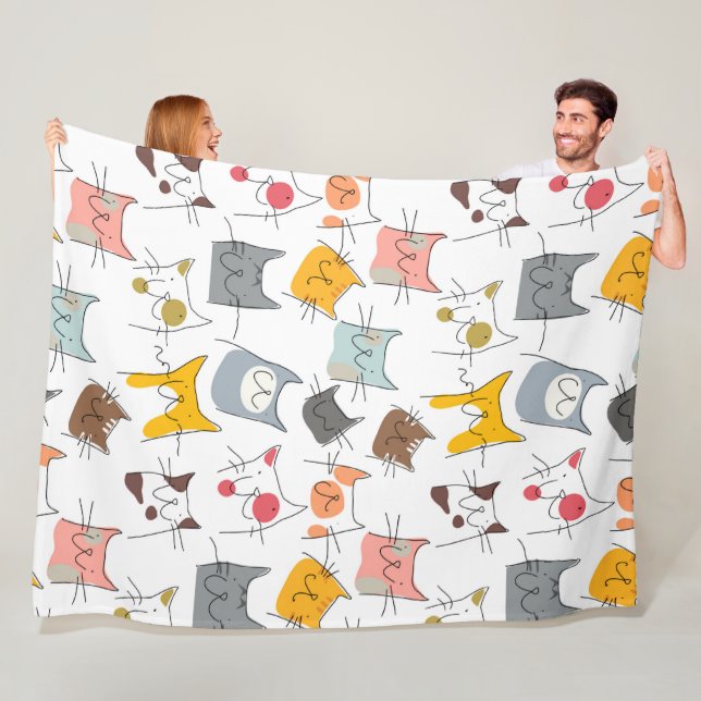 Manta Polar Patrón sin soldadura de gatos de personalizado cor (In situ)