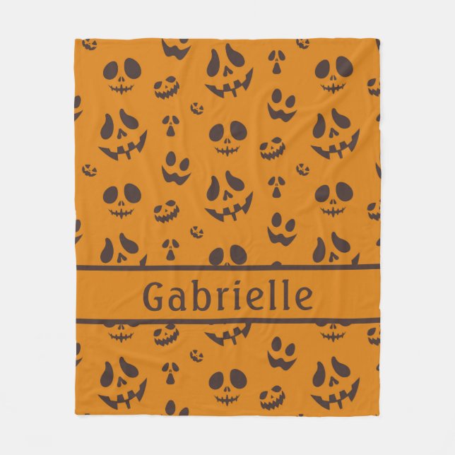 Manta Polar Patrón Skull Silhouette Patrón Fleece Brown (Anverso)