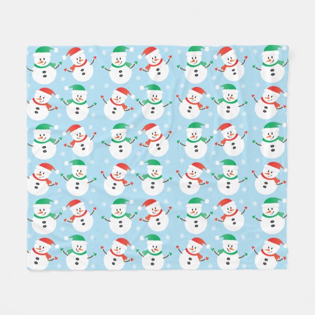 Manta Polar Patrón Snowman Snowflake de navidades (Frente (Horizontal))