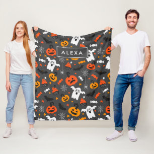 Manta Polar Patrón surtido de símbolos de Halloween