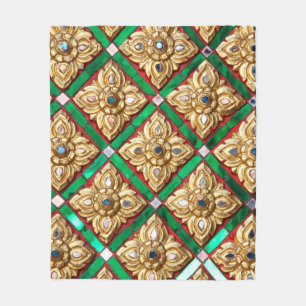 Manta Polar Patrón tailandés dentro de la pared del templo tai