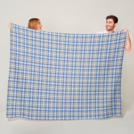 Manta Polar Patrón tartán azul y taupe