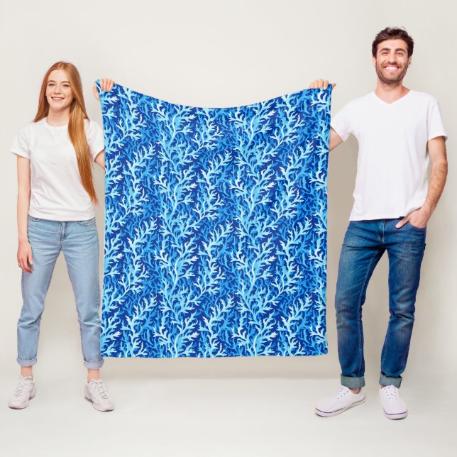 Manta Polar Patrón textil costero de algas azules (In situ)