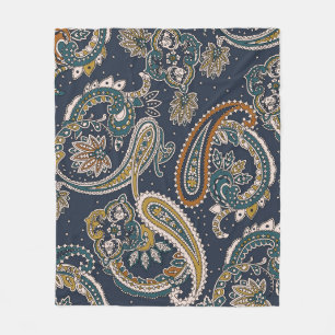Manta Polar Patrón tradicional de paisley indio sobre fondo