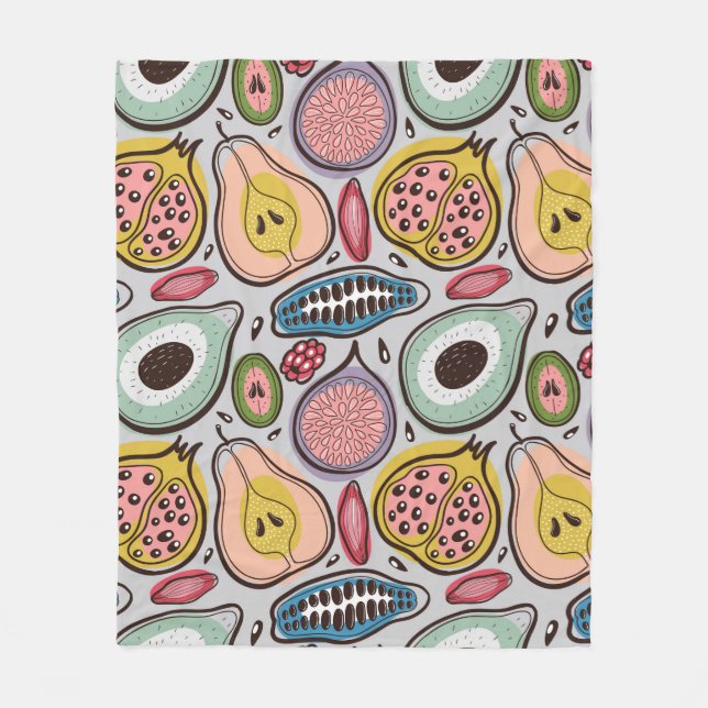 Manta Polar Patrón transparente de frutas (Anverso)