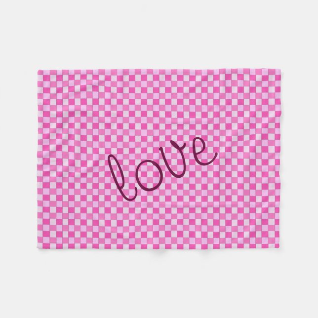 Manta Polar Patrón trenzado rosado con amor (Frente (Horizontal))