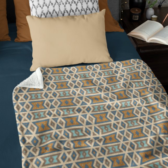 Manta Polar Patrón tribal azul turquesa Verde azulado Naranja  (Subido por el creador)