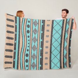 Manta Polar Patrón Tribal De Pambas Y Turquesa