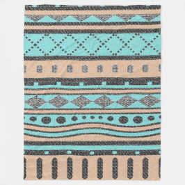 Manta Polar Patrón Tribal De Pambas Y Turquesa