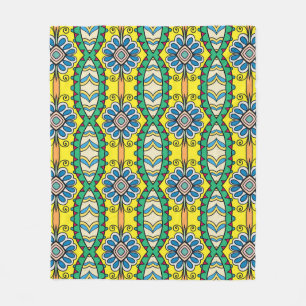 Manta Polar Patrón tribal floral, ornamental, dibujado a mano.